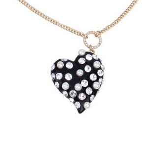 Betsey Johnson Pearl Heart Long Necklace